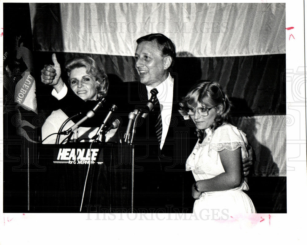 1982 Press Photo Richard Headlee Michigan Republican - Historic Images