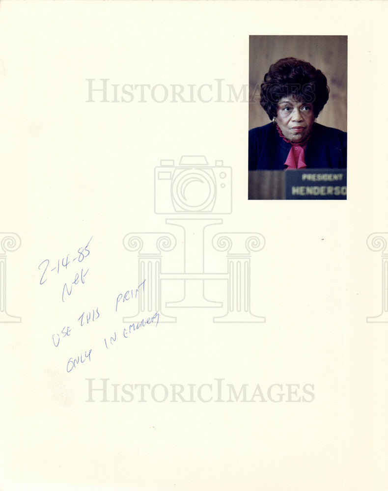 1985 Press Photo Erma Henderson Detroit City Council - Historic Images