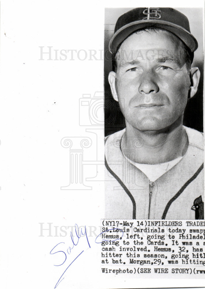 1956 Press Photo Cardinals Baseball Hemus Philadelphia - Historic Images