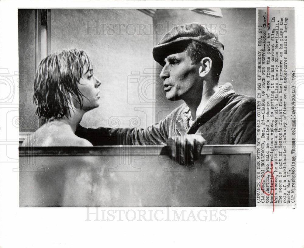 1961 Press Photo Actor Charlton Heston - Historic Images