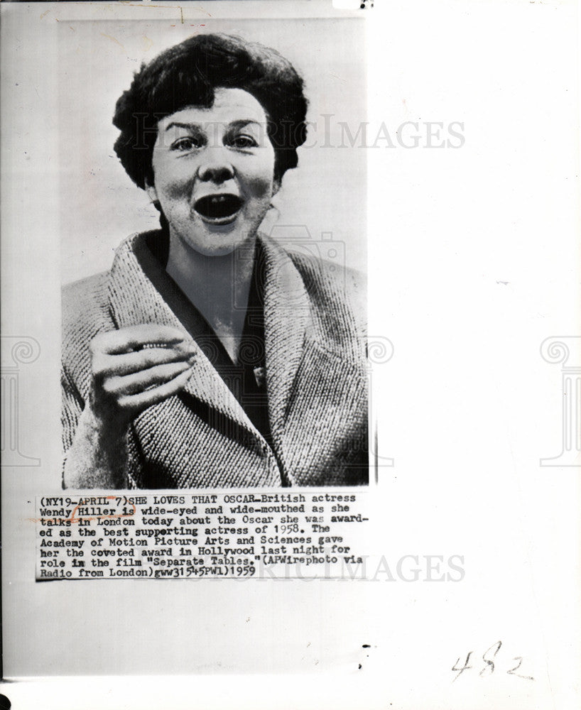 1959 Press Photo Wendy Hiller actress Oscar award - Historic Images