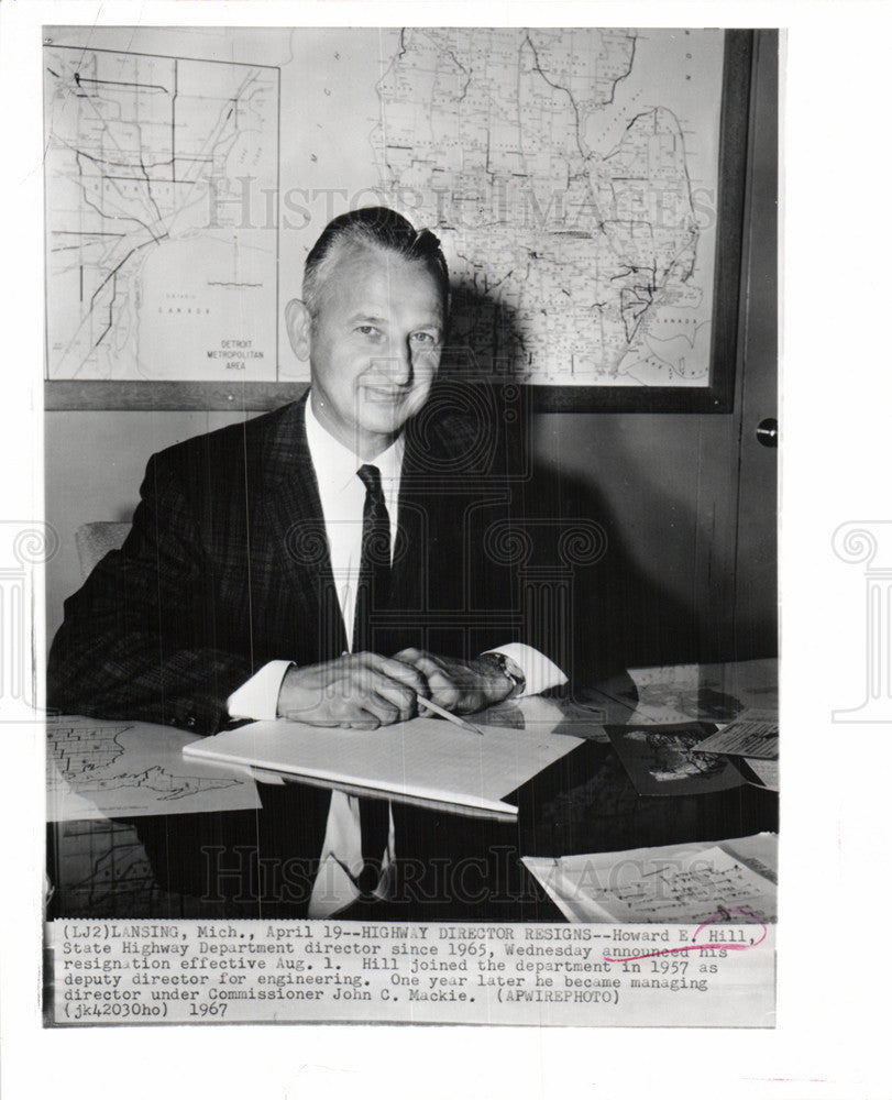 1967 Press Photo Howard Hill State Highway Director - Historic Images