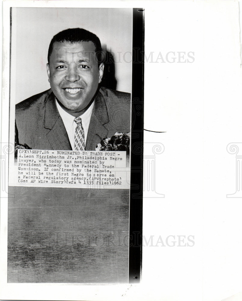 1962 Press Photo Leon Higginbothm Negro lawyer Kennedy - Historic Images