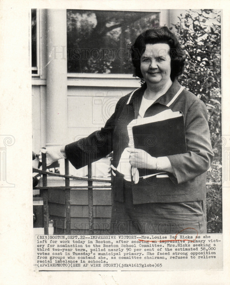 1965 Press Photo Louise Day Hicks Boston School victory - Historic Images