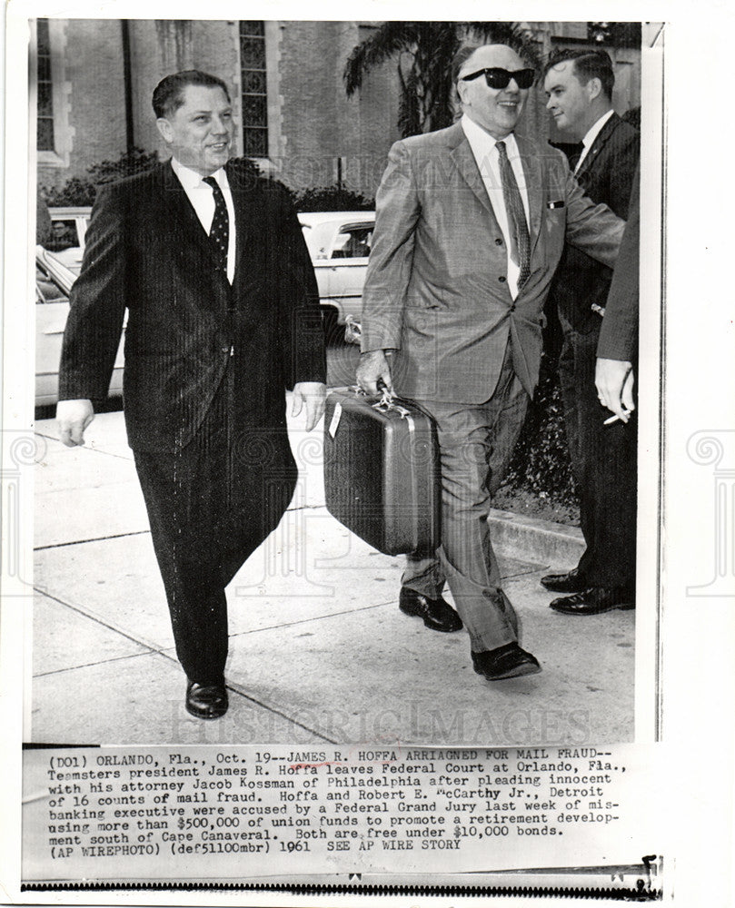 1961 Press Photo James Hoffa Teamsters Orlando Court - Historic Images