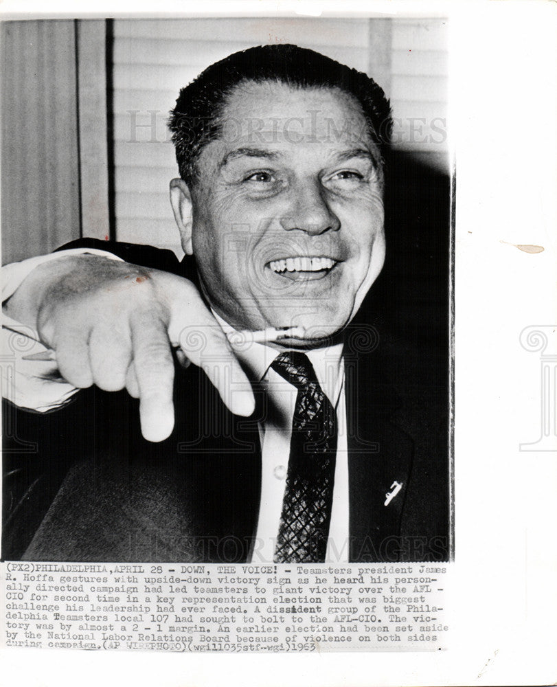 1963 Press Photo Hoffa American labor union leader - Historic Images