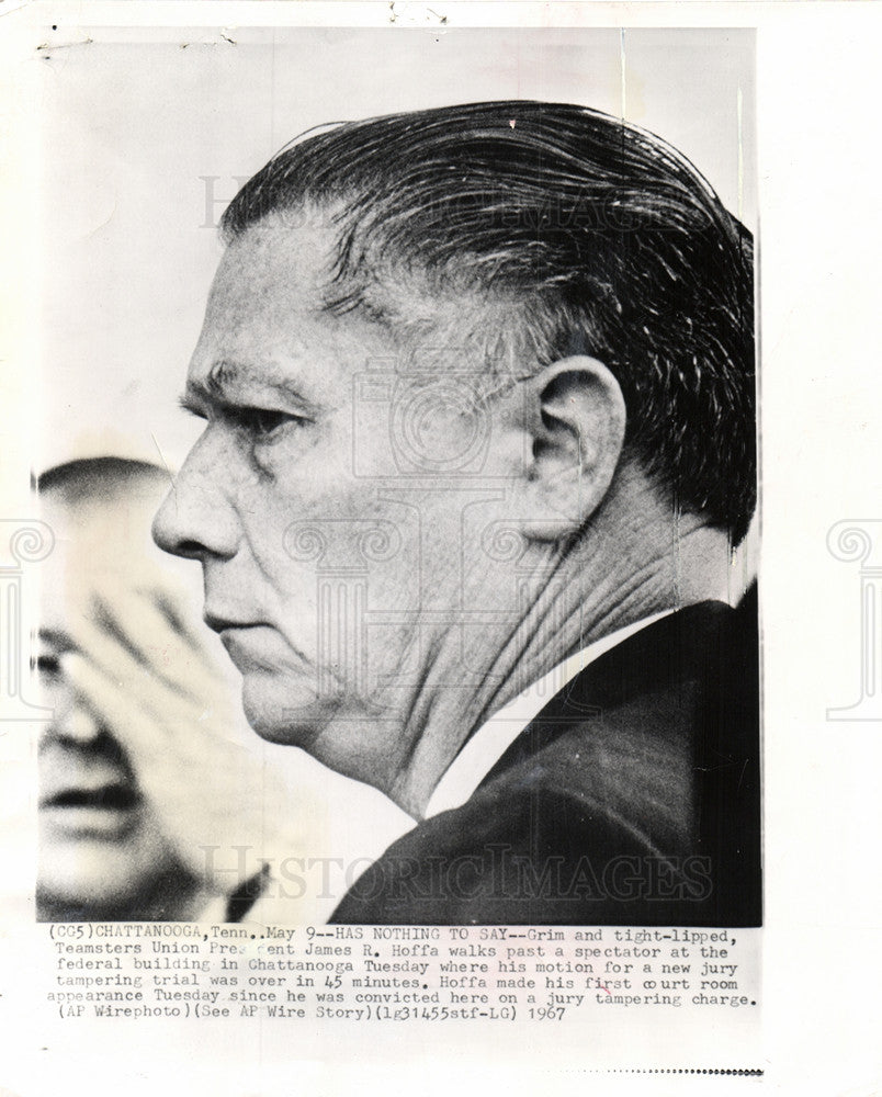 1967 Press Photo James Riddle Jimmy Hoffa labor leader - Historic Images