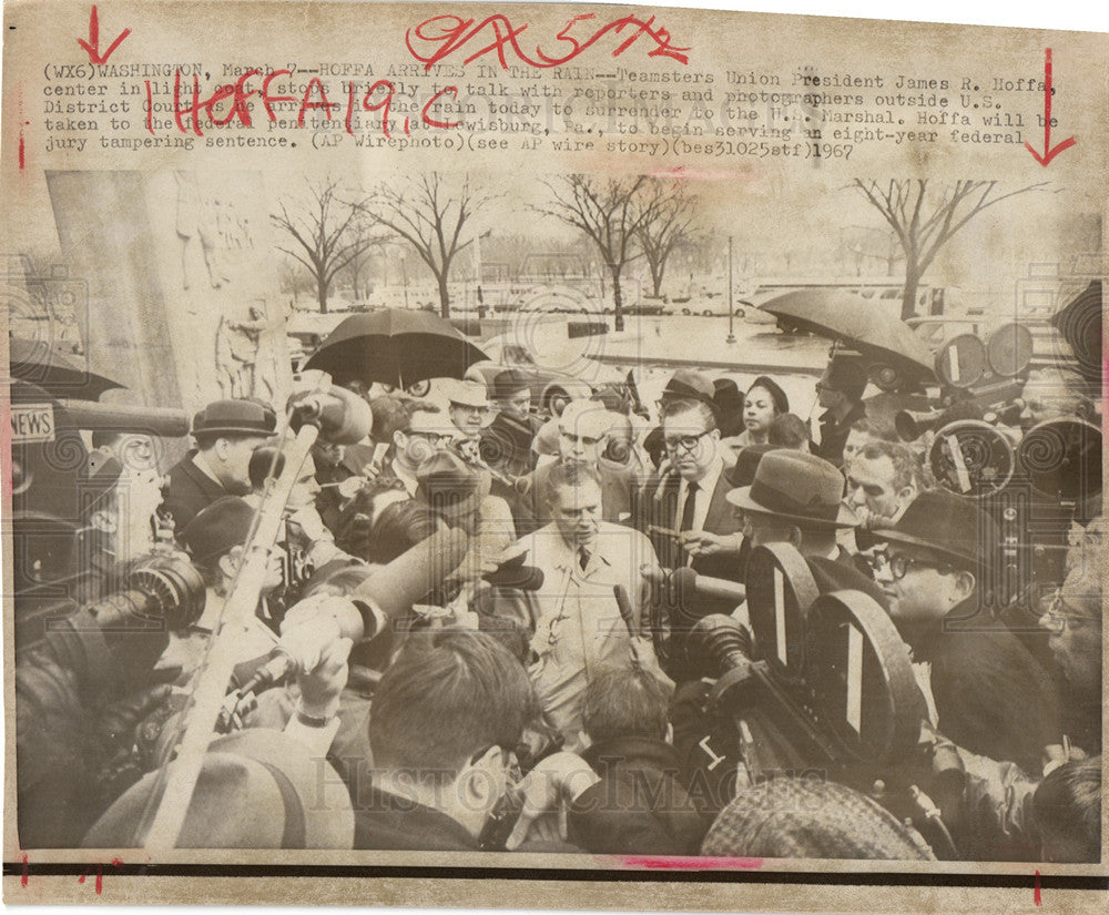 1967 Press Photo James Riddle Jimmy Hoffa labor leader - Historic Images