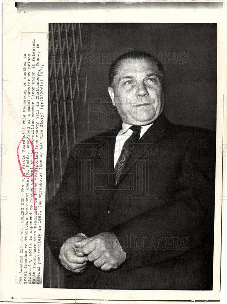 1971 Press Photo James Riddle &quot;Jimmy&quot; Hoffa - Historic Images