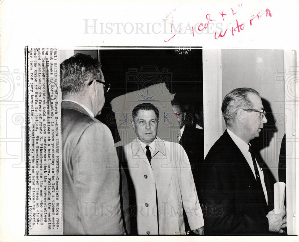1967 Press Photo James Riddle Jimmy Hoffa labor leader - Historic Images