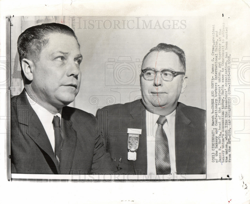 1959 Press Photo James Riddle Hoffa james g. cross - Historic Images