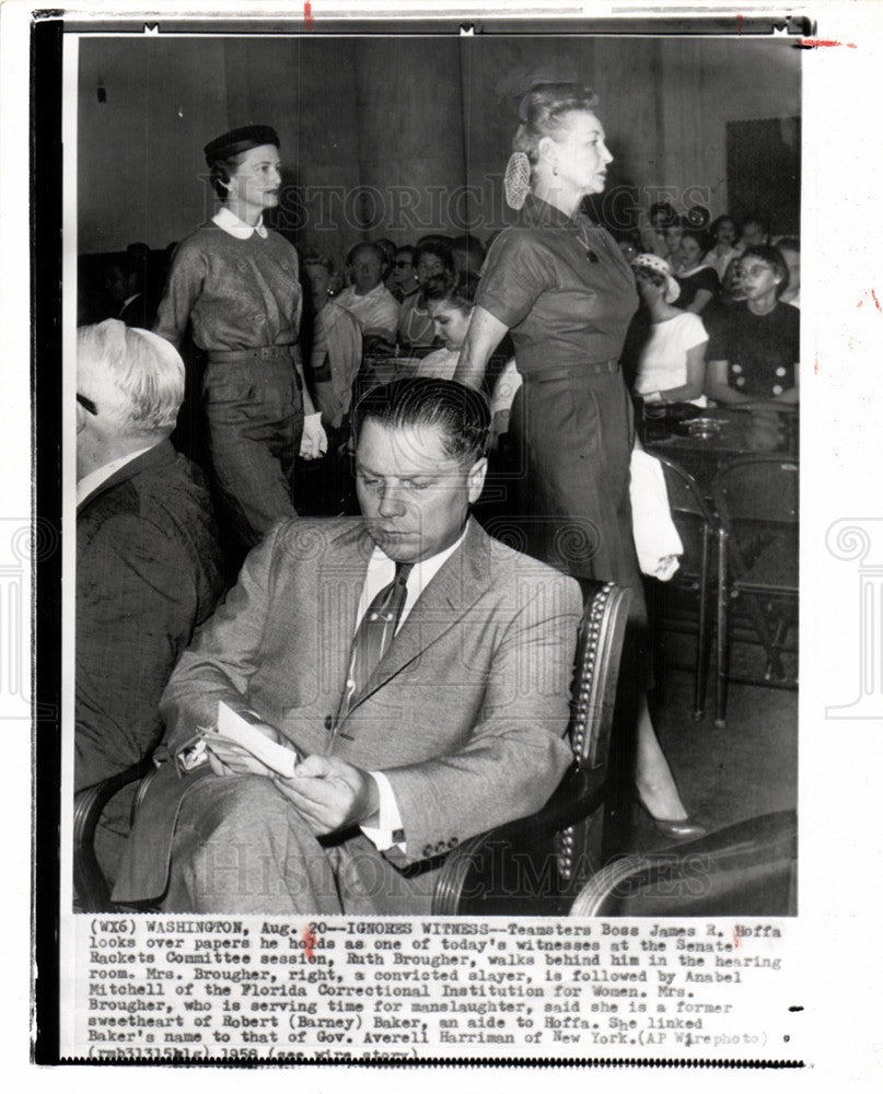 1956 Press Photo James R Hoffa Teamster Union President - Historic Images