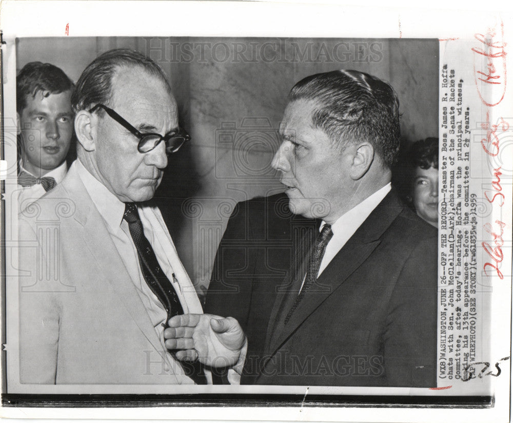 1959 Press Photo James Hoffa John McClennan Washington - Historic Images