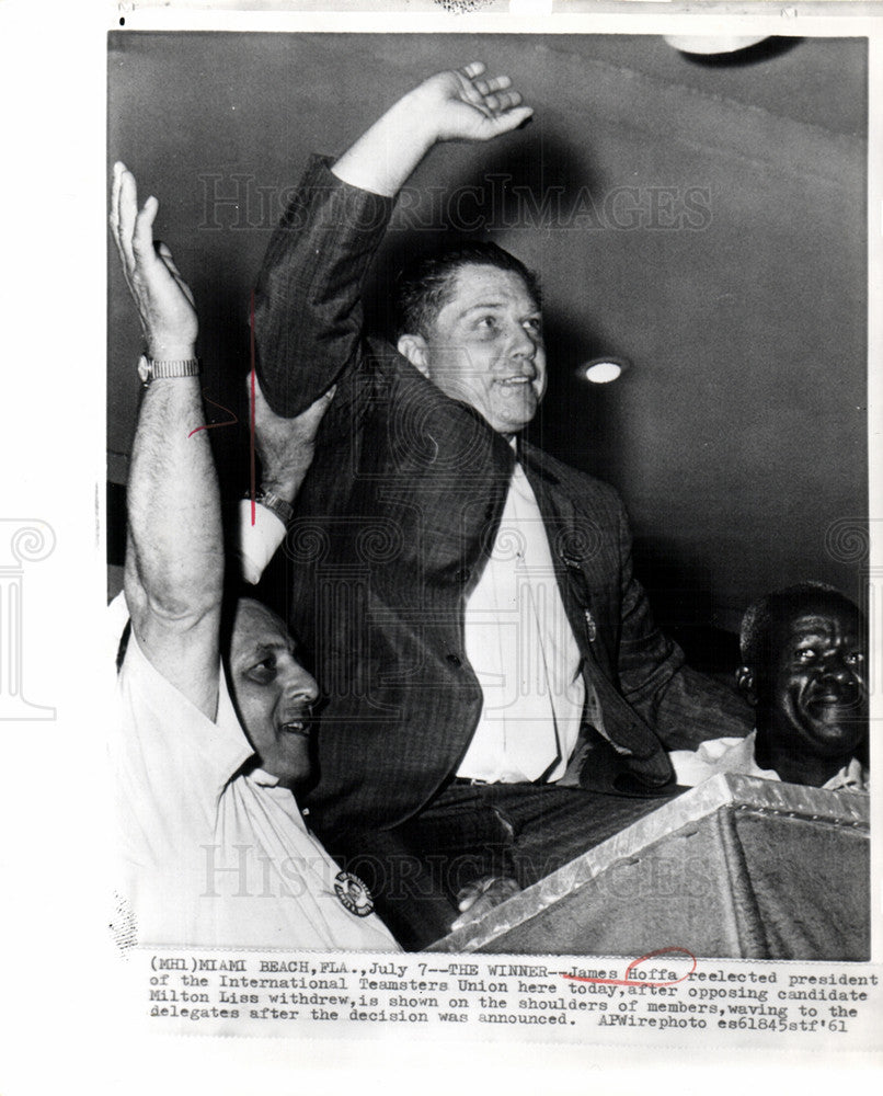 1961 Press Photo Jimmy Hoffa Teamsters Union Election - Historic Images