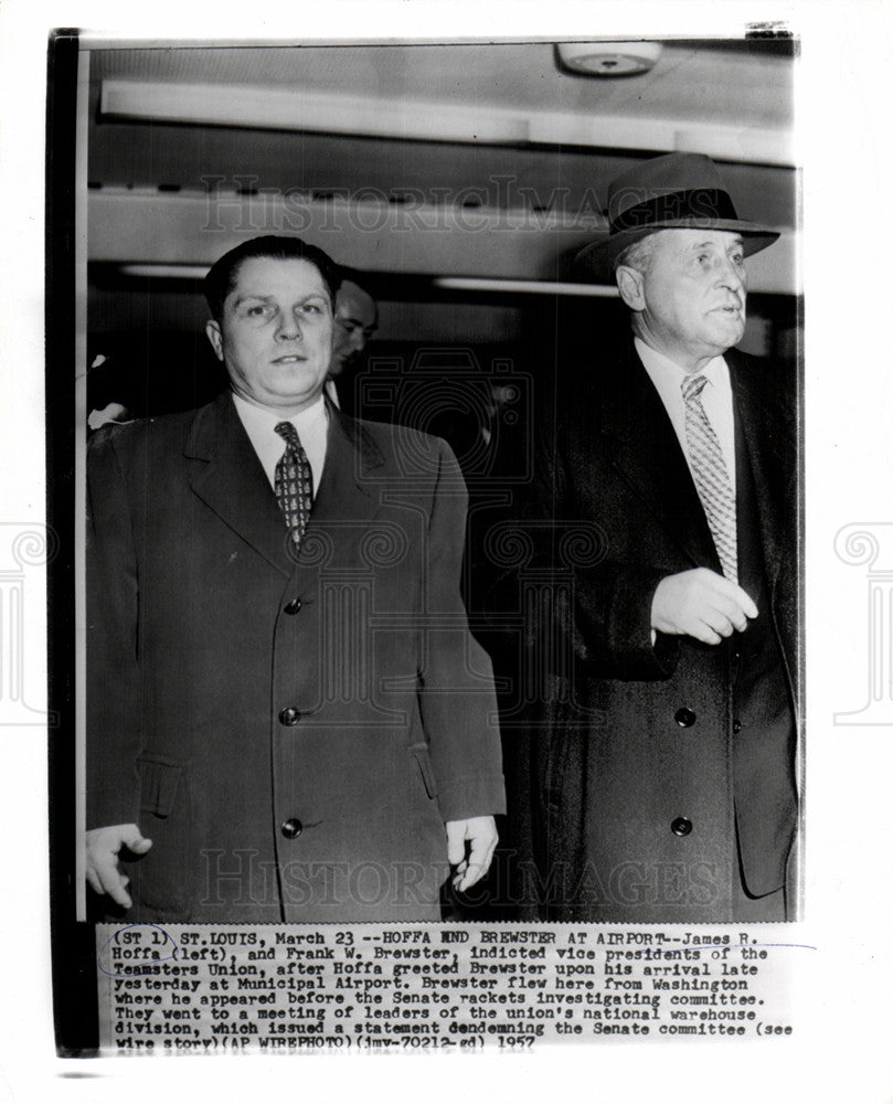 1967 Press Photo James Hoffa Frank Brewster St Louis MO - Historic Images