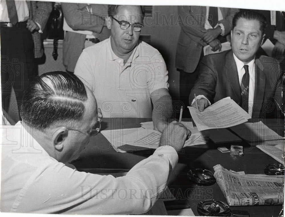 1957 Press Photo james Hoffa AFL VP and Mike Novak CIO - Historic Images