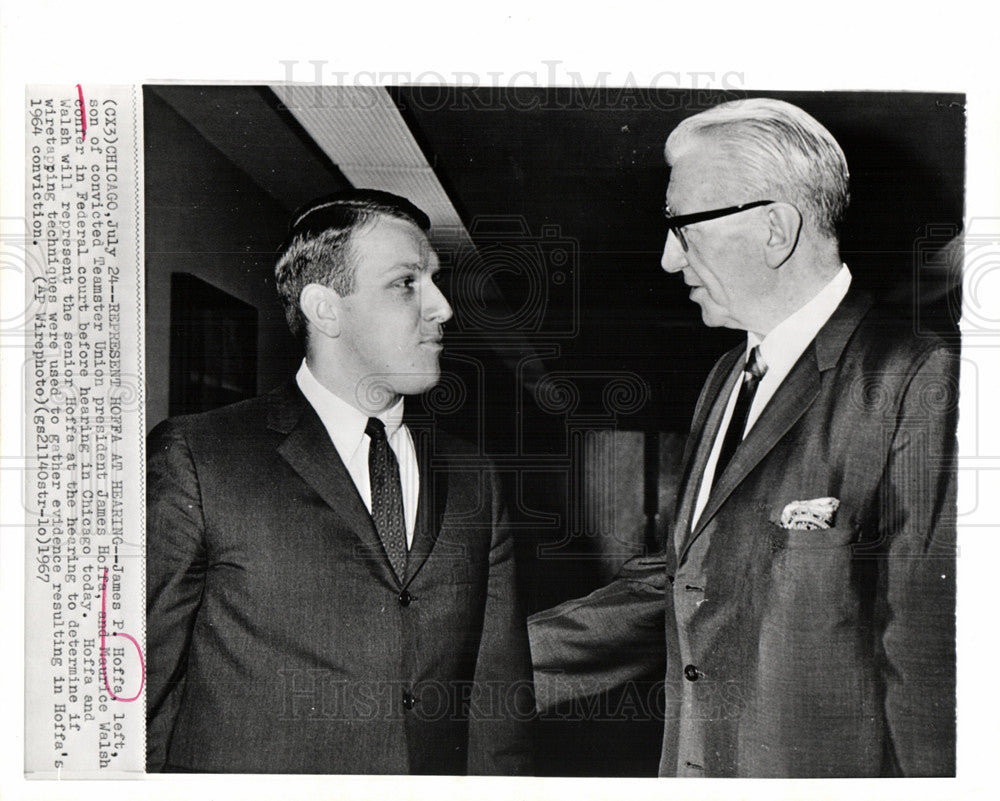 1967 Press Photo James Hoffa Maurice Walsh Chicago - Historic Images