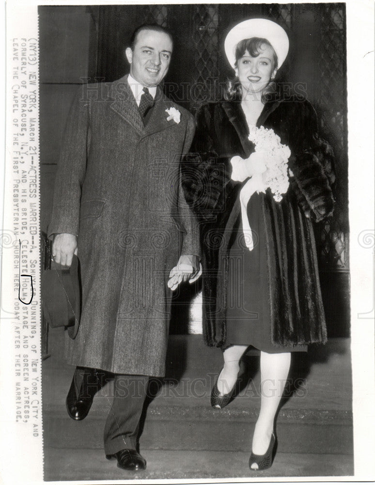 1946 Press Photo Dunning Holm Actress Marriage Wedding - Historic Images