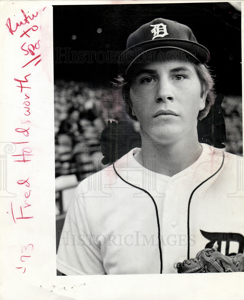 1975 Press Photo Fred Holdsworth Baseball Pitcher - Historic Images