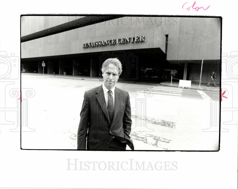 1985 Press Photo Stephen Horn and RenCen - Historic Images