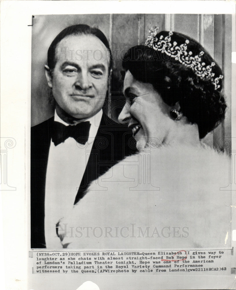 1962 Press Photo Bob Hope Queen Elizabeth II - Historic Images