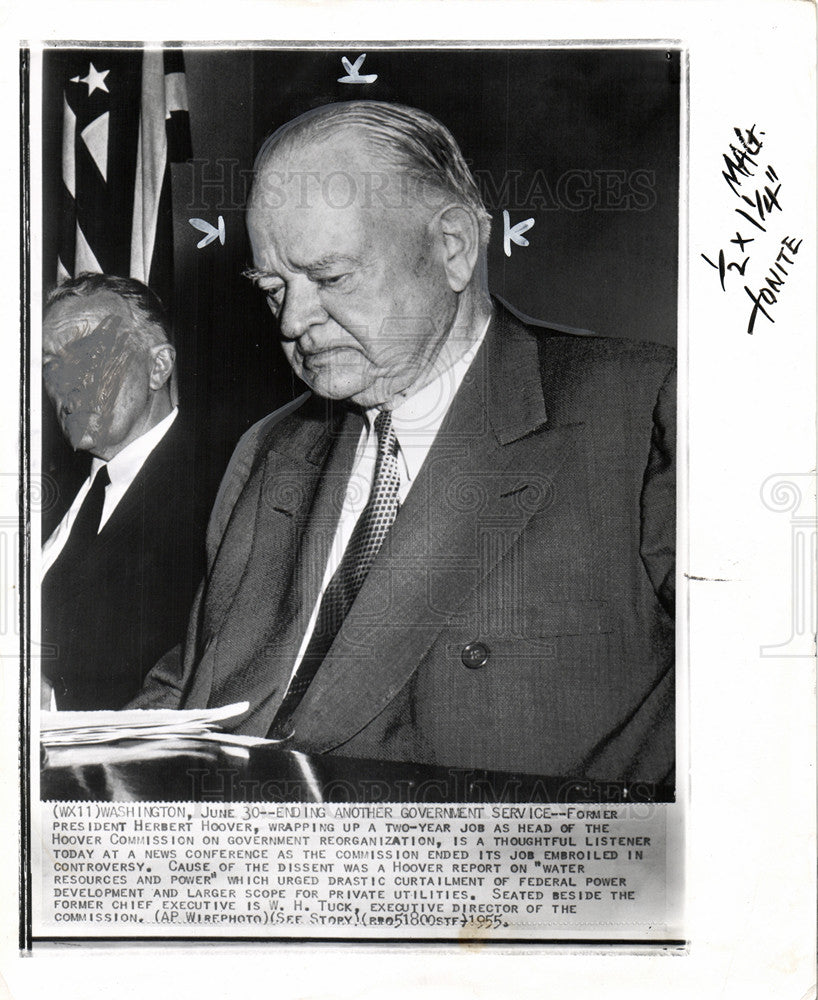 1955 Press Photo Herbert Hoover president commission - Historic Images