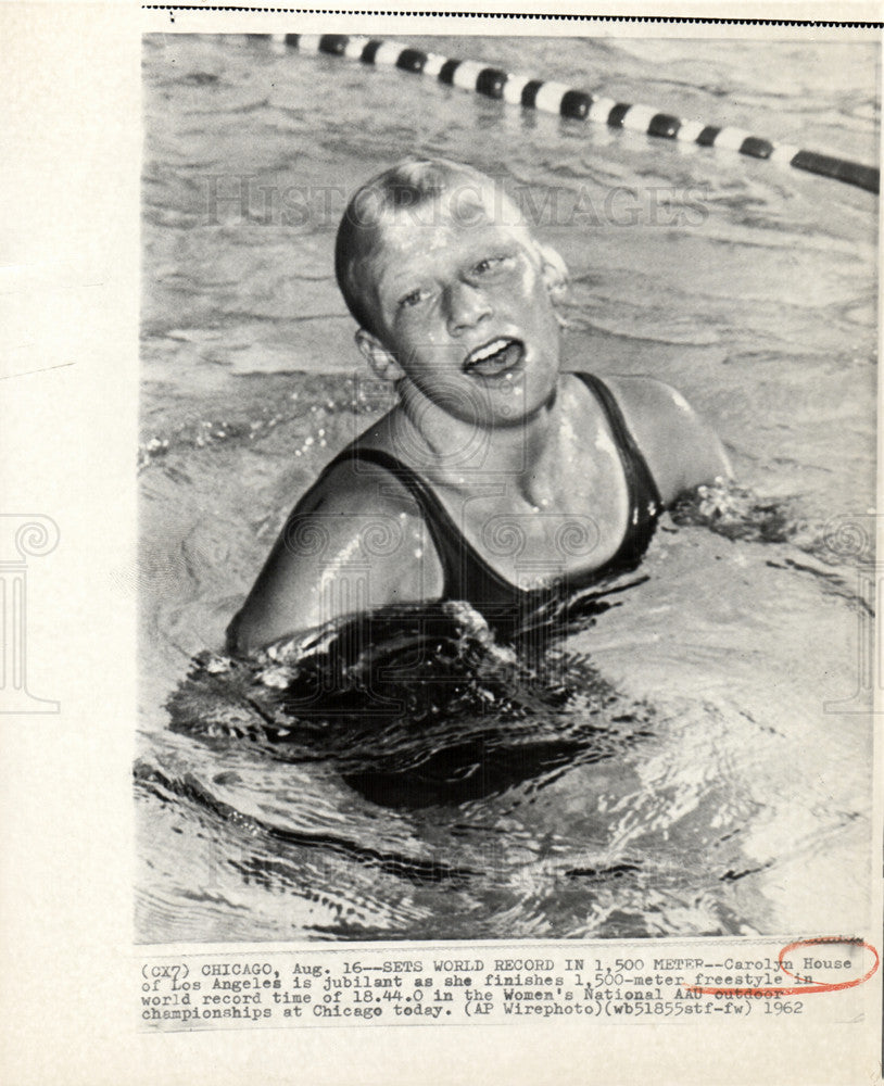 1962 Press Photo Carolyn House world record AUU champ - Historic Images