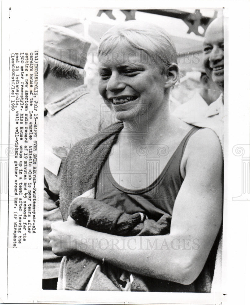 1960 Press Photo Carolyn House free style swim record - Historic Images