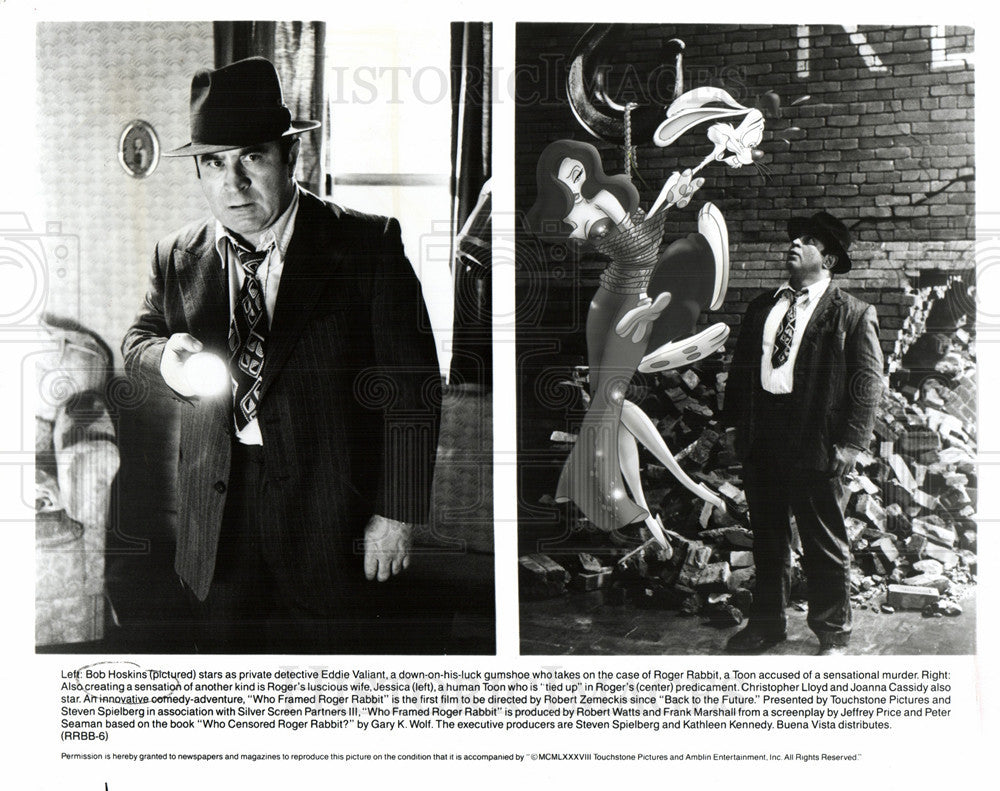 1988 Press Photo Bob Hoskins Roger Rabbit Zemeckis - Historic Images