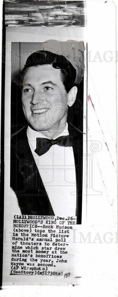 1957 Press Photo Rock Hudson film actor boxoffice poll - Historic Images