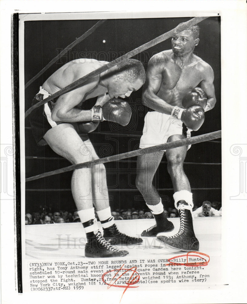 1959 Press Photo Billy Hunter, Tony Anthony, Boxing - Historic Images