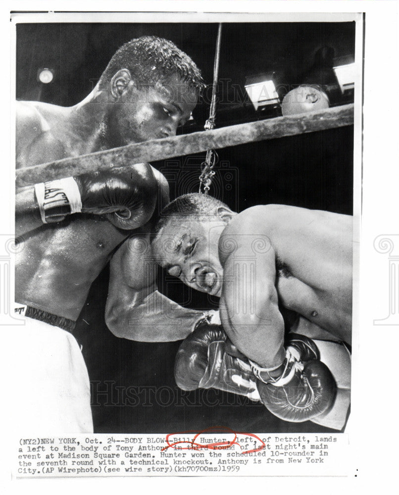 1959 Press Photo Billy Hunter Anthony boxing New York - Historic Images