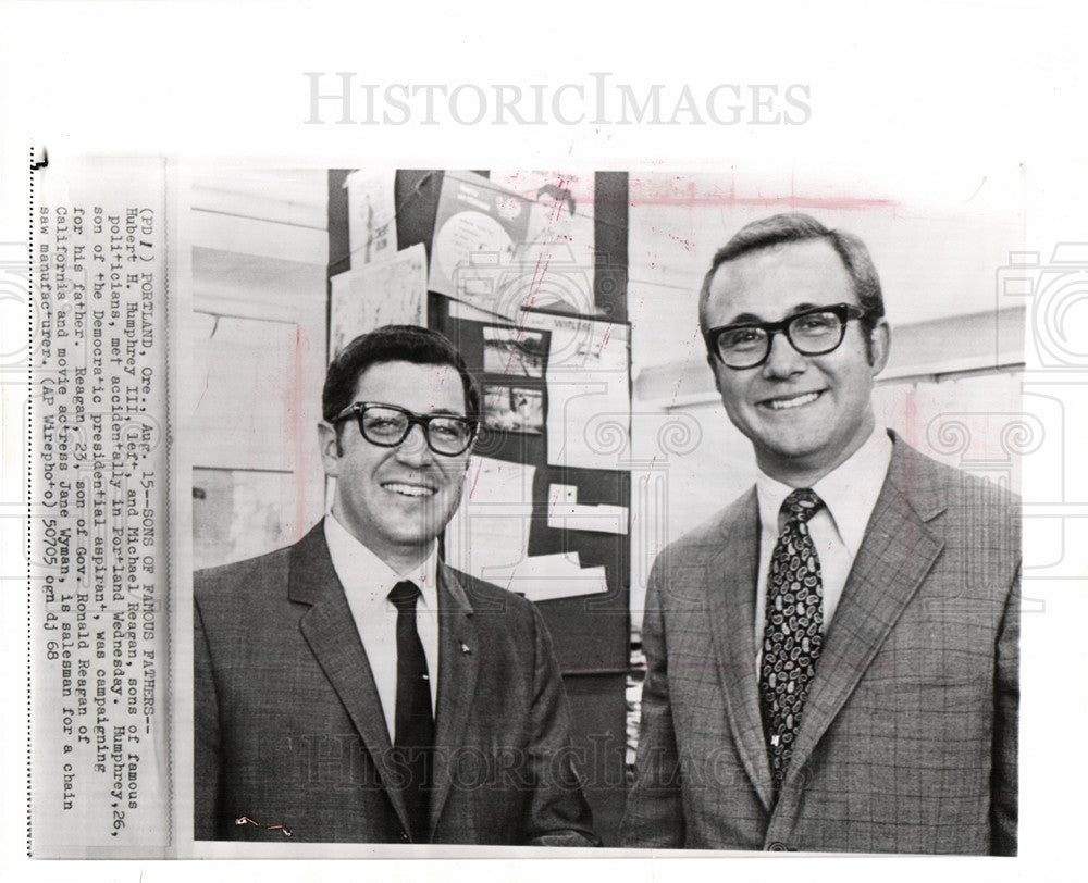 1968 Press Photo Hubert H. Humphrey III Michael Reagan - Historic Images