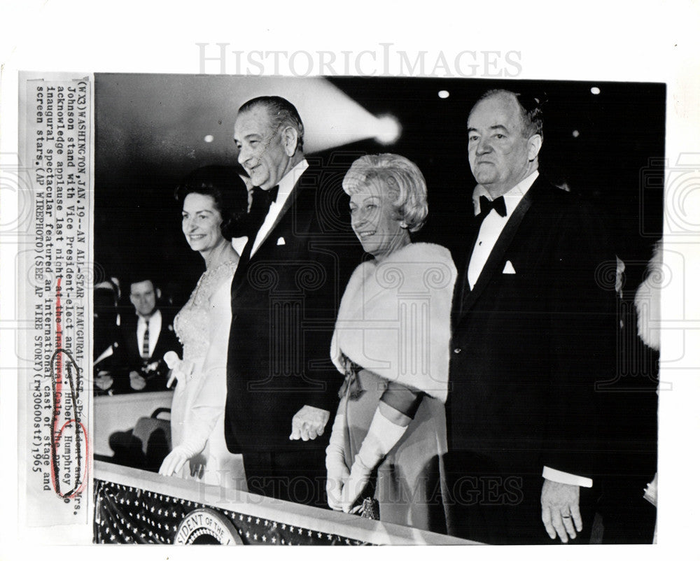 1965 Press Photo LBJ Hubert Humphery vice president - Historic Images