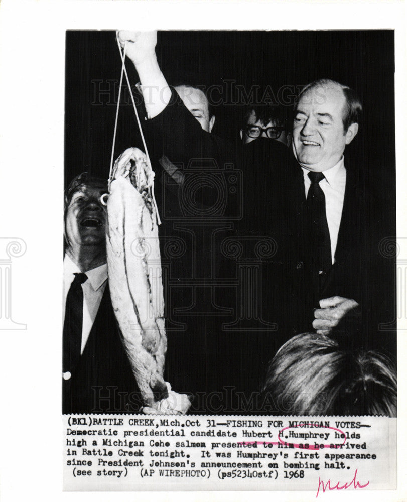 1968 Press Photo Hubert Humphrey campaign Michigan - Historic Images