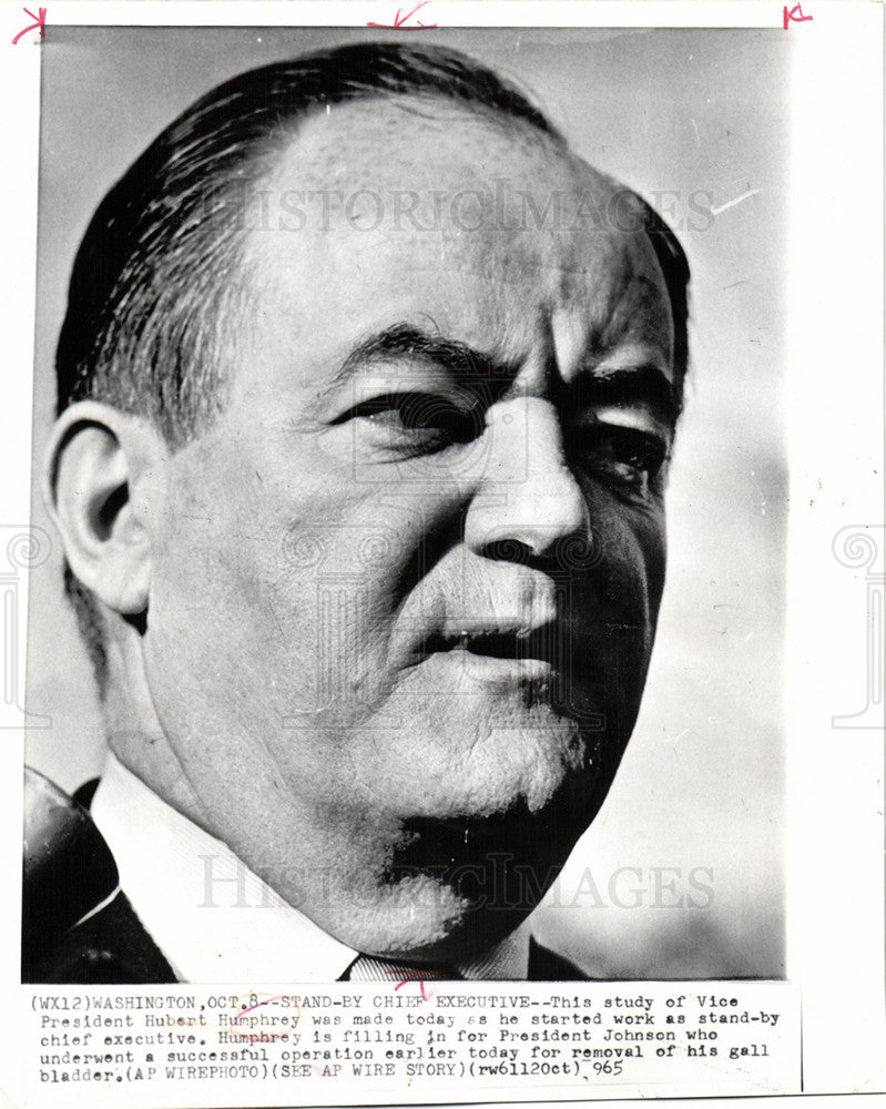 1965 Press Photo President Hubert Humphrey - Historic Images