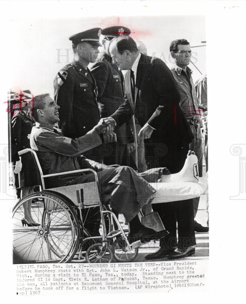 1967 Press Photo Vice President Hubert Humphrey Texas - Historic Images