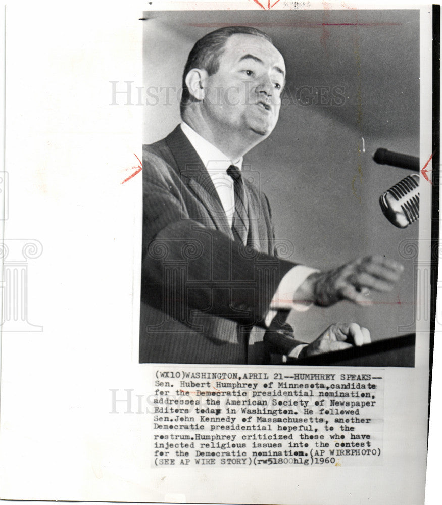 1960 Press Photo HUMPHREY SPEAKS- - Historic Images