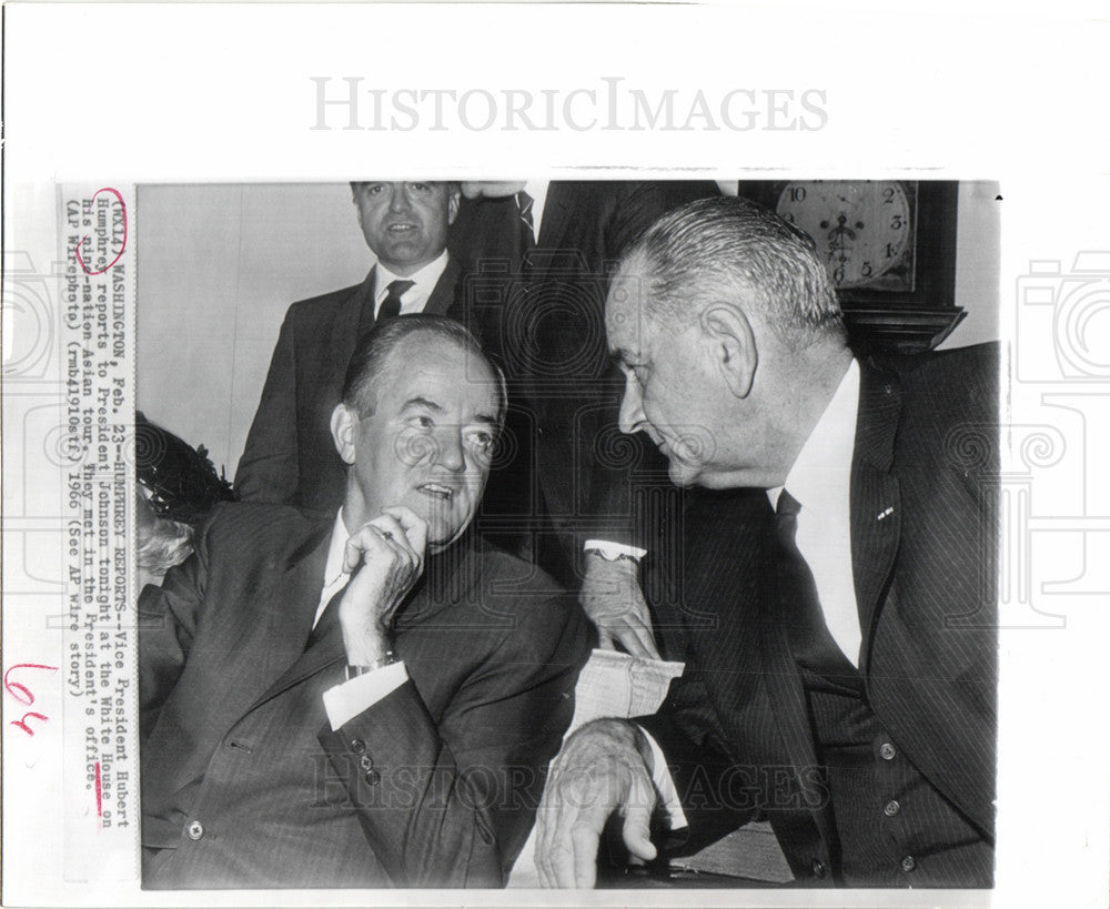 1966 Press Photo Hubert Humphrey President Johnson - Historic Images