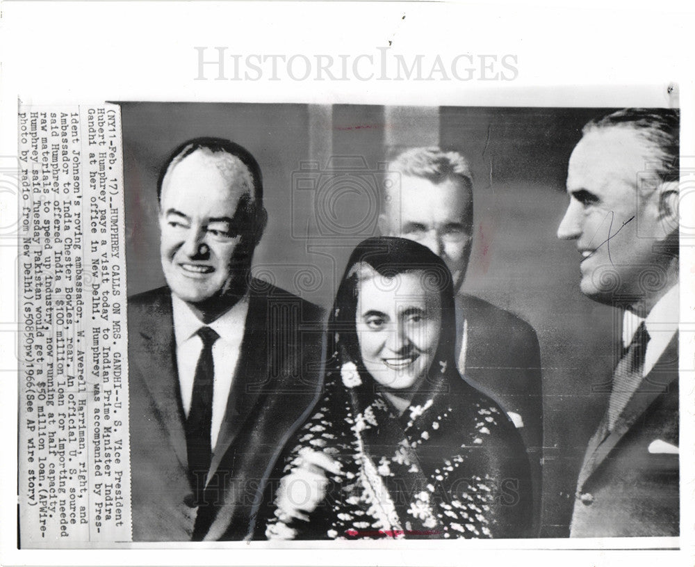 1966 Press Photo Hubert Humphrey US Vice President - Historic Images