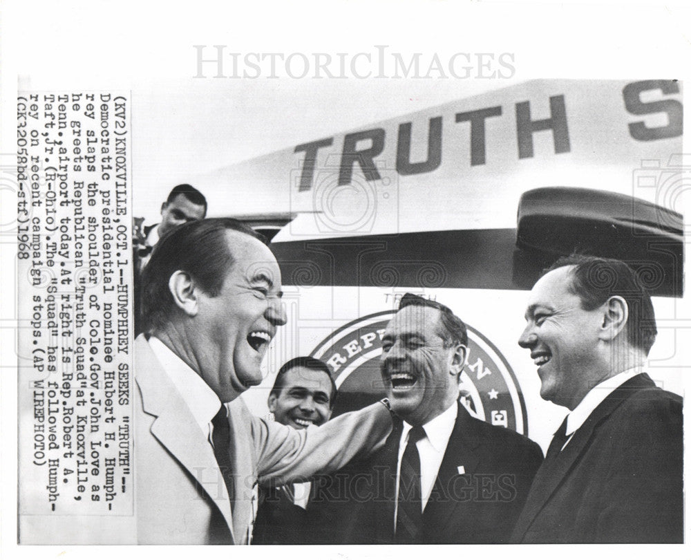 1968 Press Photo Hubert Humphrey John Love Robert Taft - Historic Images