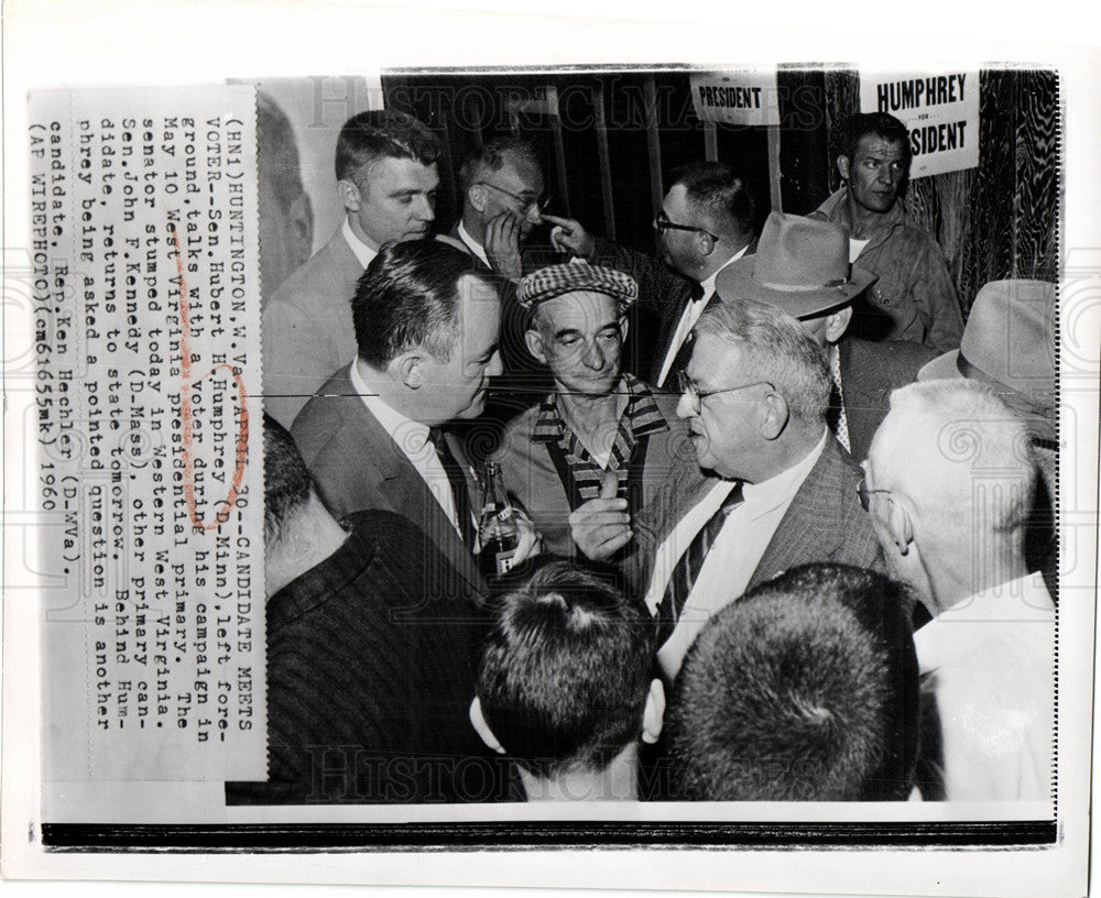 1960 Press Photo Hubert Humphrey Candidate W Virginia - Historic Images