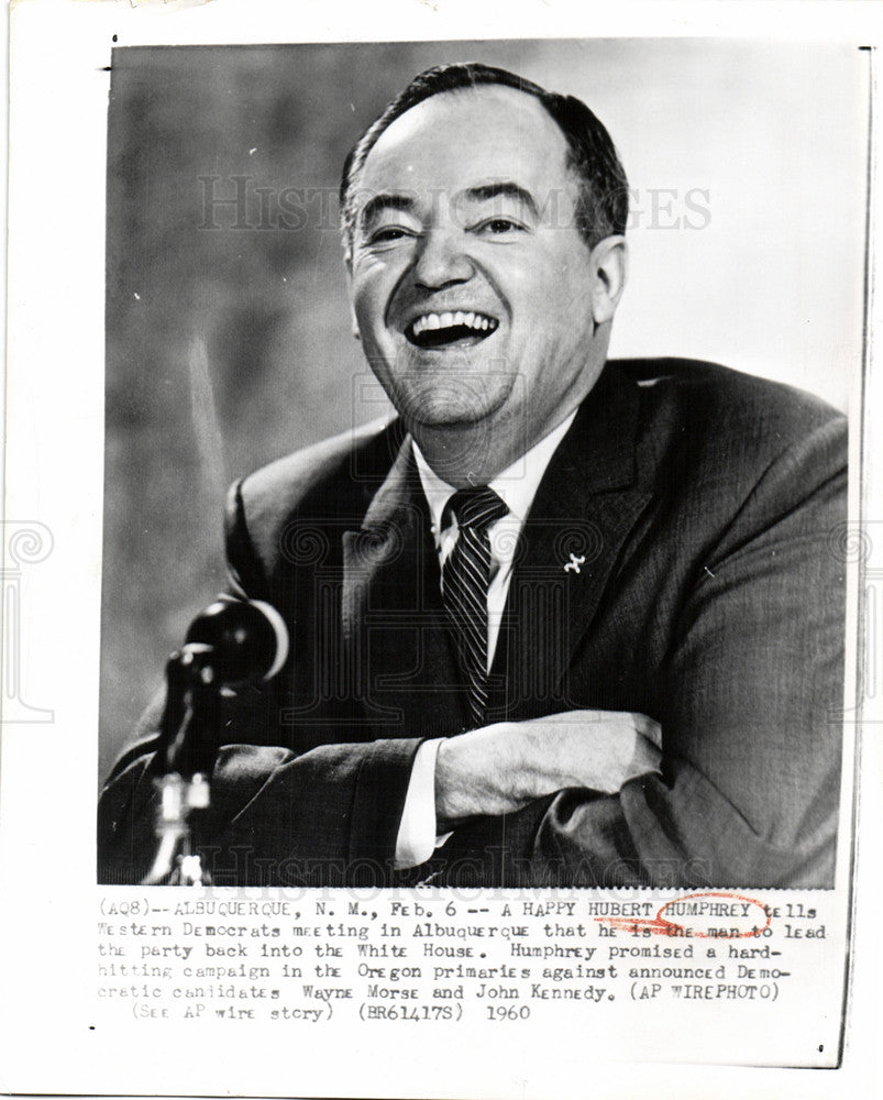 1960 Press Photo Hubert Humphrey Candidate Albuquerque - Historic Images