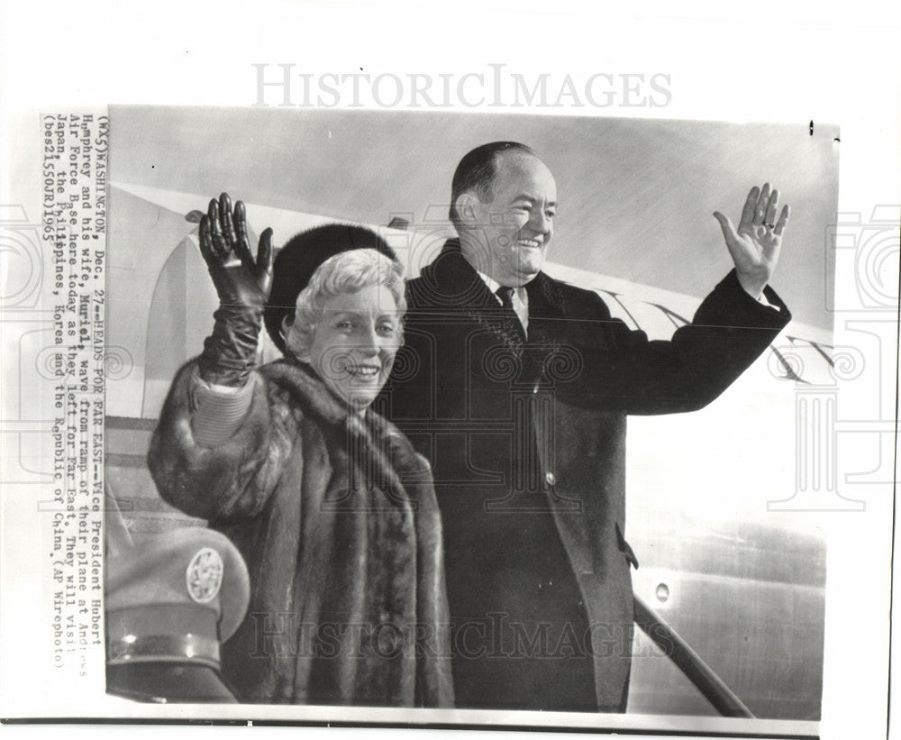 1965 Press Photo Vice Pres. Humphrey Hubert Wife Muriel - Historic Images