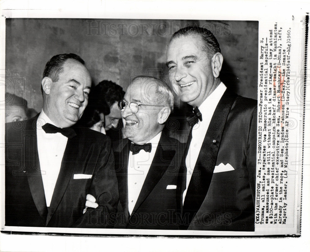 1960 Press Photo Hubert Humphrey Truman Lyndon Johnson - Historic Images