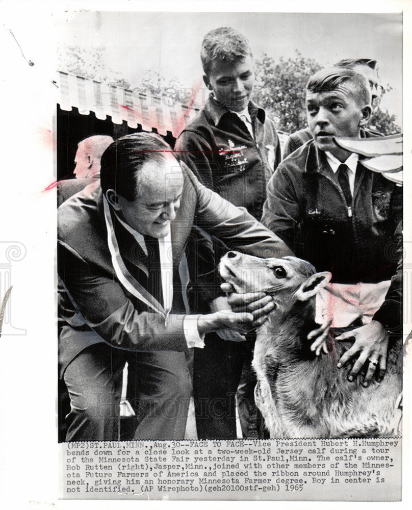 1965 Press Photo Hubert H Humphrey Bob Rutten - Historic Images