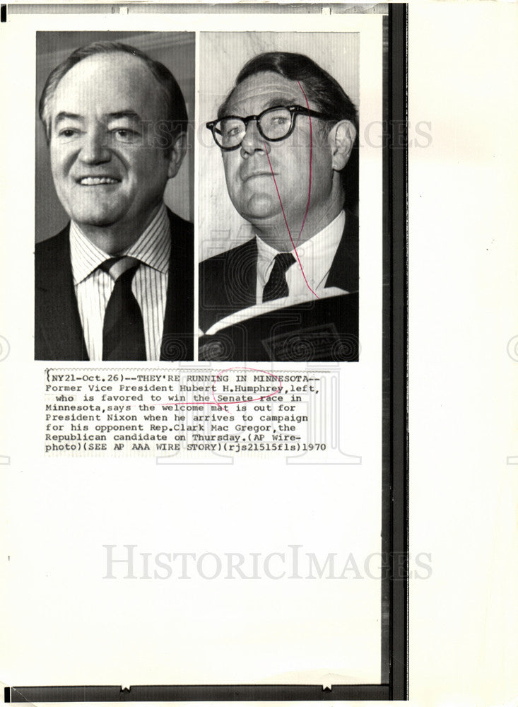 1970 Press Photo Hubert Humphrey Minnesota candidate - Historic Images