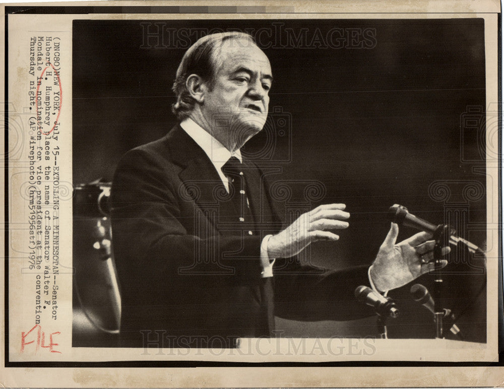 1976 Press Photo Senator Hubert Humphrey Convention - Historic Images