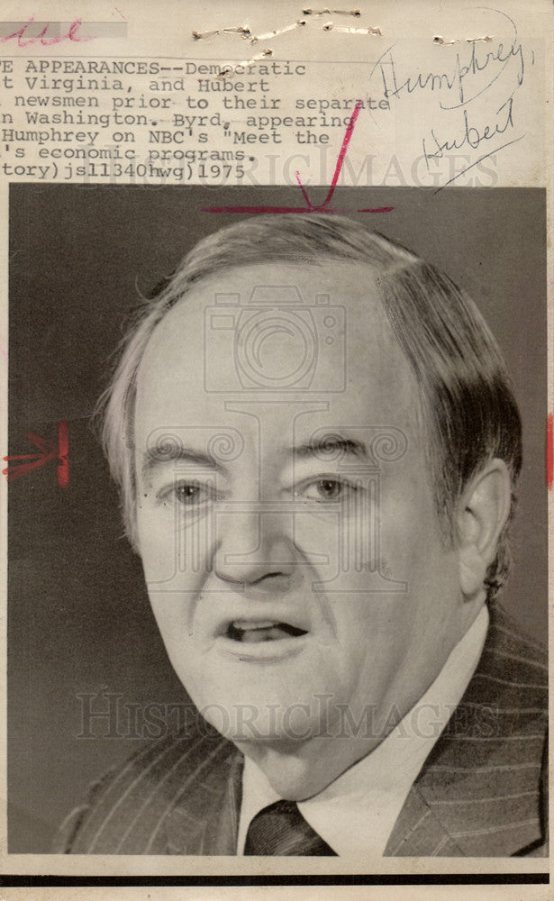 1975 Press Photo Hubert Humphrey US Vice President - Historic Images