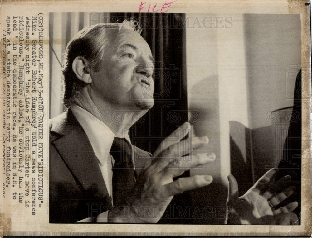 1976 Press Photo Hubert Humphrey US Vice President - Historic Images